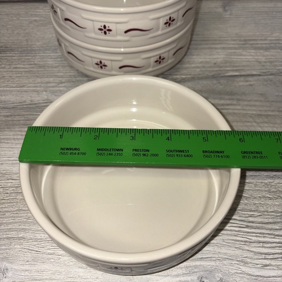 Longaberger Woven Traditions Pottery Red Stackable Bowls 6" Soup Cereal USA~(3) - Picture 3 of 5